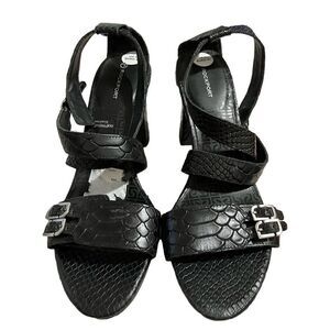 ROCKPORT Black Leather Ankle Strap Heels / NWT / SZ: 9.5 US